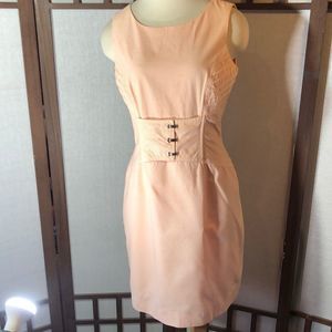 Antonio Melani sz 6 orange and white pinstripe dress/fully lined/exposed zipper